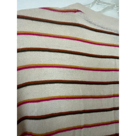 VOLCOM - Beige Multi Stripe Long Sleeve Loose Fit Cropped Viscose Sweater sz 10 - Picture 7 of 7
